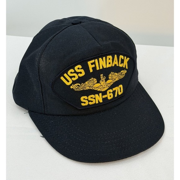 Eagle Crest Other - Vintage USS Finback SSN 670 Submarine Snapback Hat Eagle Crest USA Black Navy